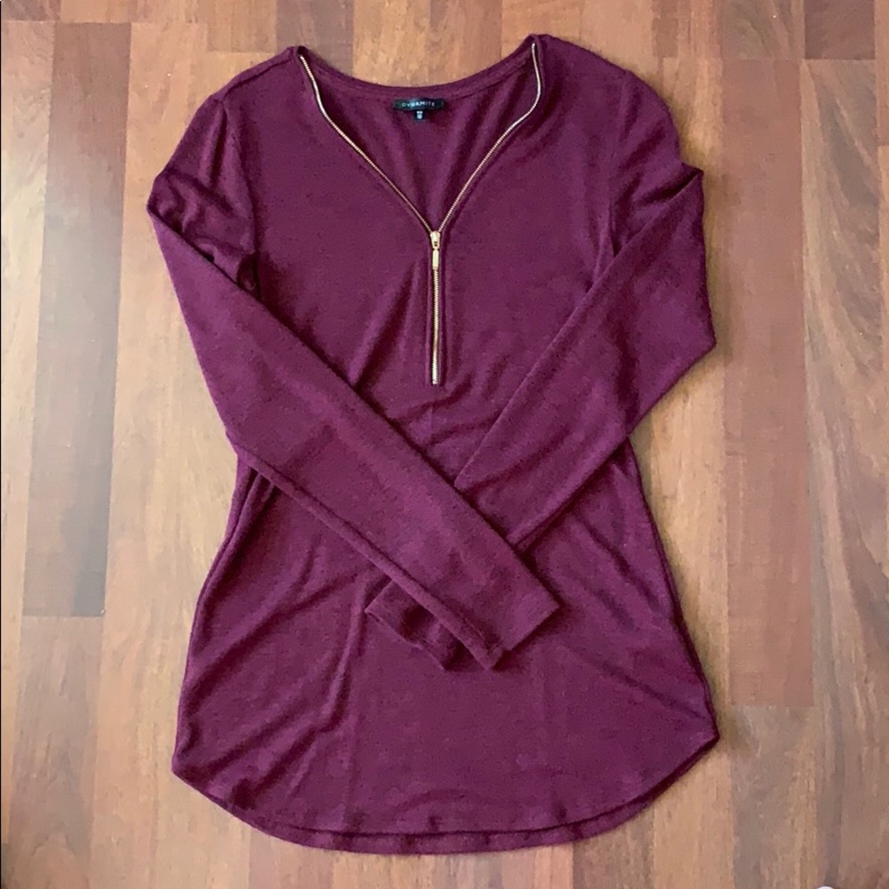 Red w Gold Zipper Bodycon Long Sleeve